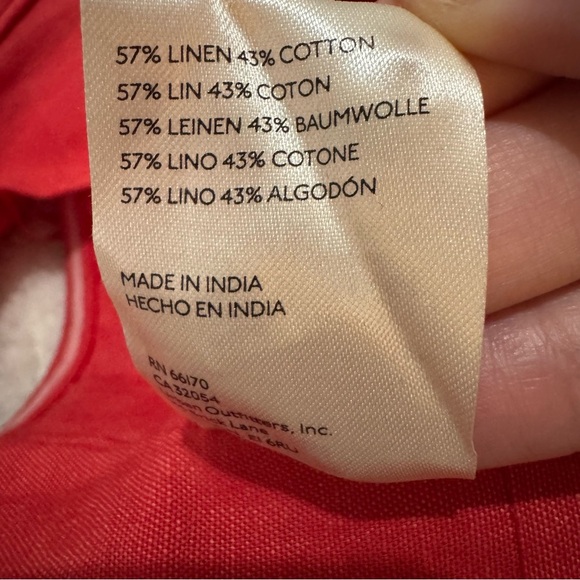 Maeve by Anthropologie Red Strapless Bandeau Crop Top, Linen Blend, Medium NWT - Picture 6 of 6